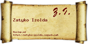 Zatyko Izolda névjegykártya